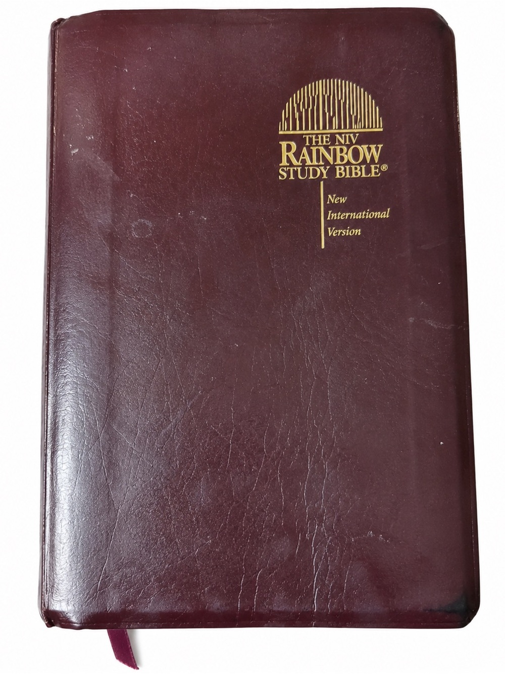 NIV Rainbow Study Bible Burgundy Bonded Leather 1992 Color Coded